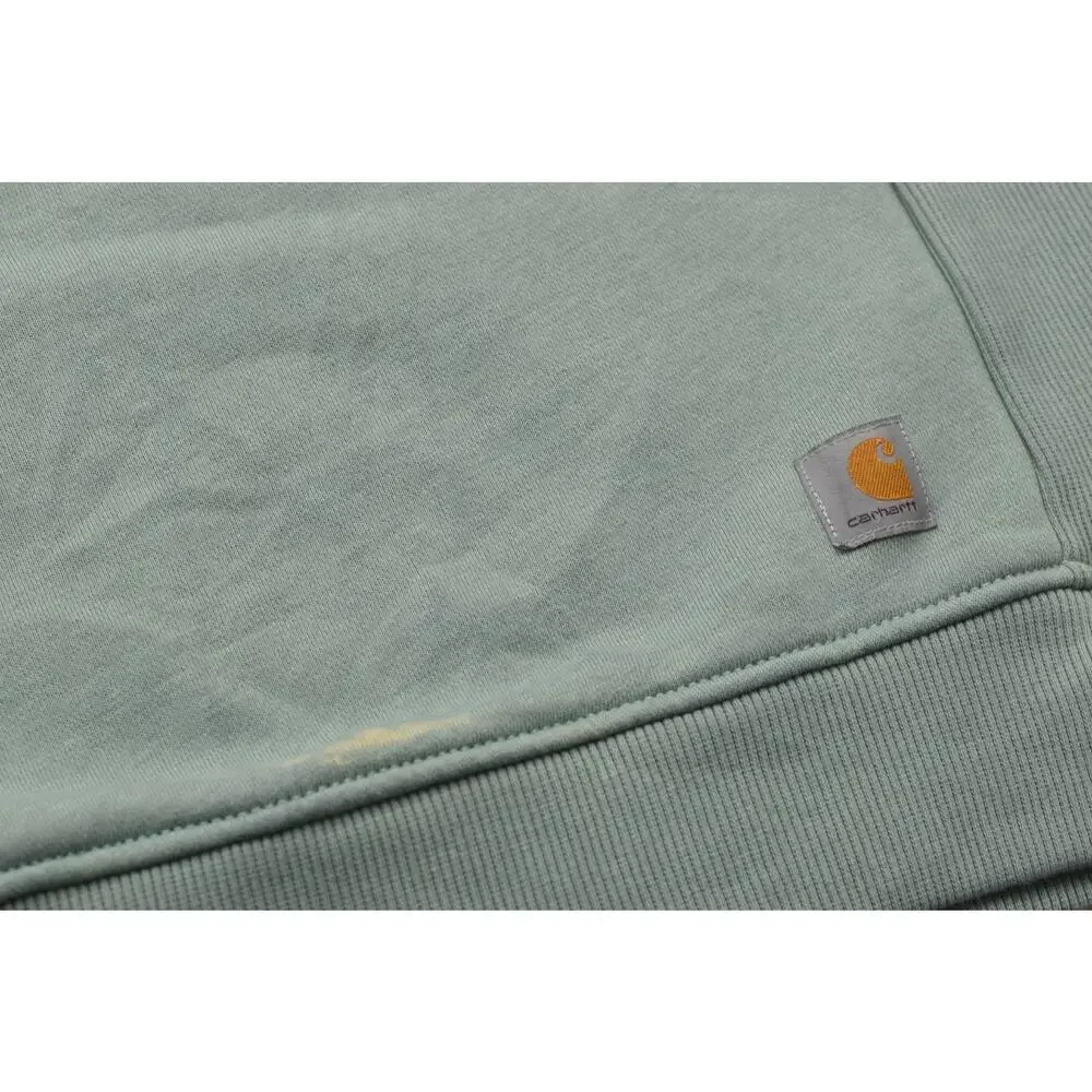 Carhartt Women's Relaxed Fit Sweatshirt Size S Green Crewneck Logo Sleeve Cotton - Picture 5 of 8